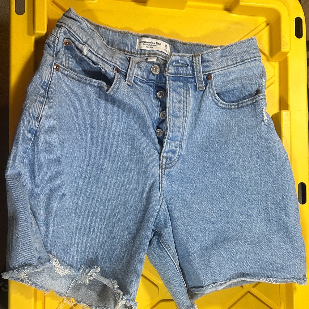 Abercrombie & Fitch Blue Denim Button-Fly Shorts
